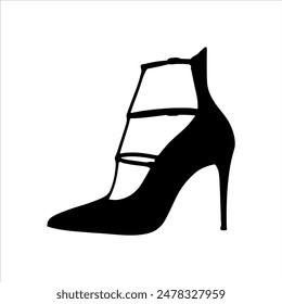 High Heel Schuh Silhouette isoliert auf weißem Hintergrund. High Heel Icon Vektorillustration Design.