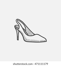 High heel shoe sketch icon set for web, mobile and infographics. Hand drawn vector isolated icon.