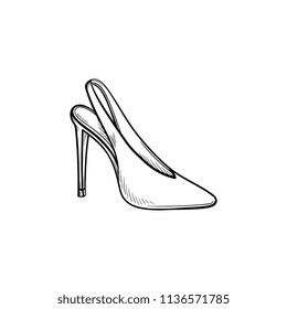 High heel shoe, slingback hand drawn outline doodle icon. Woman, lady, style, fashion, footwear, shop concept. Vector sketch illustration for print, web, mobile and infographics on white background.