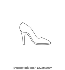 a high heel shoe; vector icon,  graphic symbol isolated on white.