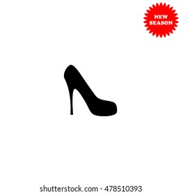 High heel shoe vector icon isolated on white background.