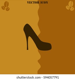 High heel shoe vector  icon Coffee symbol background.