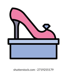 Ilustración vectorial del zapato del tacón alto, icono lleno de la moda del estilo
