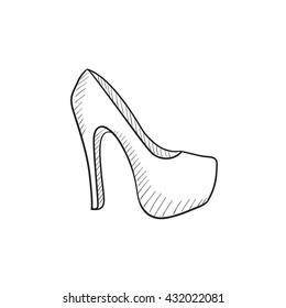 High heel shoe vector sketch icon isolated on background. Hand drawn High heel shoe icon. High heel shoe sketch icon for infographic, website or app.
