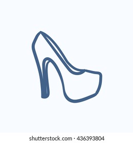 High heel shoe vector sketch icon isolated on background. Hand drawn High heel shoe icon. High heel shoe sketch icon for infographic, website or app.