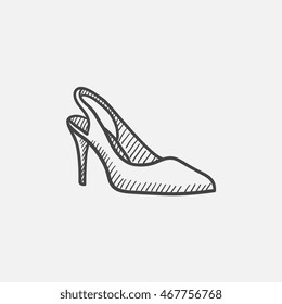 High heel shoe vector sketch icon isolated on background. Hand drawn High heel shoe icon. High heel shoe sketch icon for infographic, website or app.