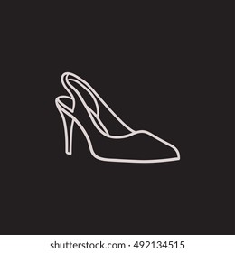 High heel shoe vector sketch icon isolated on background. Hand drawn High heel shoe icon. High heel shoe sketch icon for infographic, website or app.