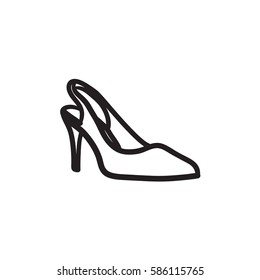 High heel shoe vector sketch icon isolated on background. Hand drawn High heel shoe icon. High heel shoe sketch icon for infographic, website or app.