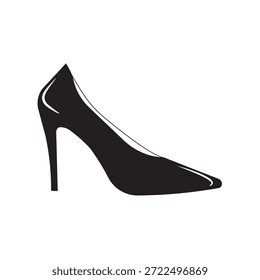 Vetor de sapato de salto alto. Ícone Estilo. Conceito Elegante. Silhueta de sapato preto. 