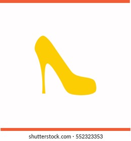 High heel shoe vector yellow icon on white background. High heel shoe symbol stock bitmap illustration. Business picture.