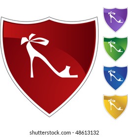 High heel shoe web button isolated on a background.