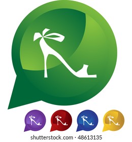 High heel shoe web button isolated on a background.