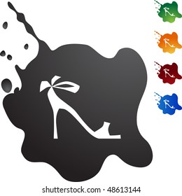 High heel shoe web button isolated on a background.