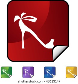 High heel shoe web button isolated on a background.