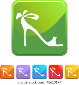 High heel shoe web button isolated on a background.