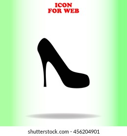 High heel shoe web icon. Black illustration on white background