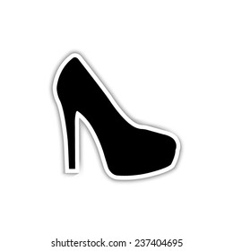 high heel shoes - black vector icon with shadow