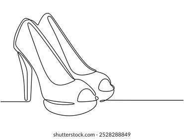 High heel shoes continuous line drawing. Beauty and fashion concept. Vector illustration minimalist isolated on white background.