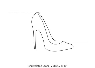 High heel shoes continuous single line art and isolated outline vector design