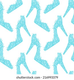 High heel shoes with flowers seamless pattern. Repeating print texture. Fabric design. Wallpaper 