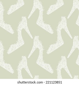 High heel shoes with flowers seamless pattern. Repeating print texture. Fabric design. Wallpaper 