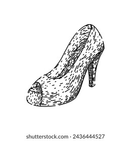 high heel shoes hand drawn. stroke vector, footwear woman, stiletto buy high heel shoes vector sketch. isolated black illustration