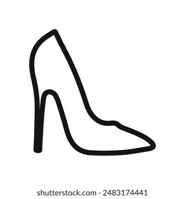 Icono de zapatos de tacón alto Vector de arte de línea negra