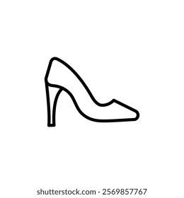 high heel shoes icon Black and white outline vector