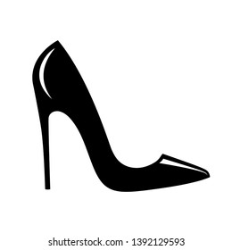 High heel shoes icon. Isolated sign black female shoes with high heel on white background. Vector illustration
