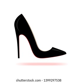 High heel shoes icon. Isolated sign black female shoes with high heel on white background. Vector illustration