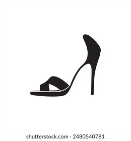 High Heel Schuhe Symbol. Isoliertes Zeichen schwarze weibliche Schuhe mit hohem Absatz auf weißem Hintergrund. Vektorillustration