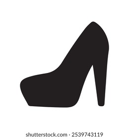 High Heel Schuhe Symbol. Isoliertes Schild schwarze weibliche Schuhe mit hohem Absatz auf weißem Hintergrund.