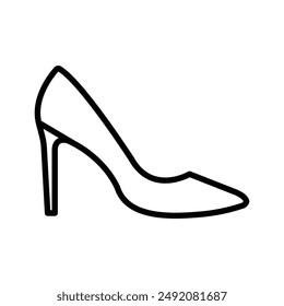 high heel shoes icon linear logo mark in black and white