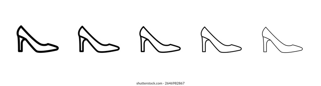 alto calcanhar sapatos ícone fino plano contorno estilo vetor sinal