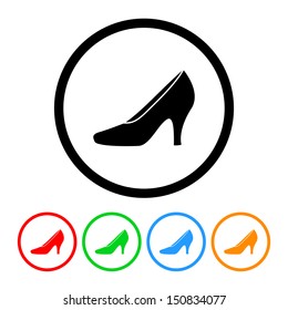 High Heel Shoes Icon in Vector Format with Color Variations