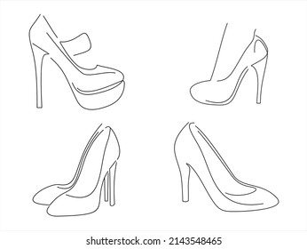 High Heel Shoes Line Drawing Stock Vector (Royalty Free) 2143548465 ...