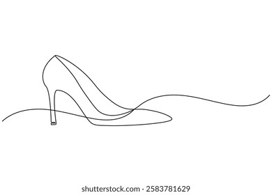 High heel shoes one line art drawing and minimalist style isolate outline vector illustration