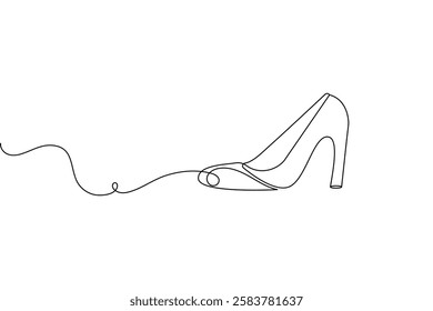 High heel shoes one line art drawing and minimalist style isolate outline vector illustration