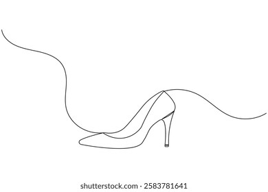 High heel shoes one line art drawing and minimalist style isolate outline vector illustration