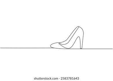 High heel shoes one line art drawing and minimalist style isolate outline vector illustration