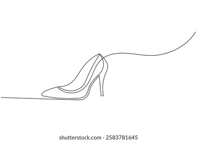 High heel shoes one line art drawing and minimalist style isolate outline vector illustration