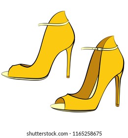 High heel shoes with open toe and with strap