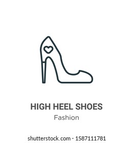 High heel shoes outline vector icon. Thin line black high heel shoes icon, flat vector simple element illustration from editable fashion concept isolated on white background