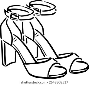 Sapatos de salto alto Esboço para etiquetas de moda de verão