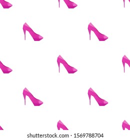 High heel shoes triangle shape seamless pattern backgrounds. Wrapping paper template. Polygonal design illustration.