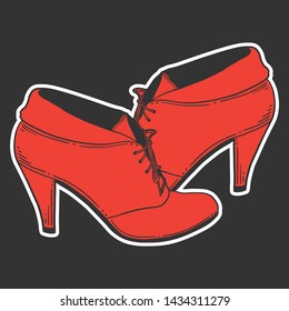 High heel shoes. Vector concept in doodle and sketch style. Hand drawn illustration for printing on T-shirts, postcards.
