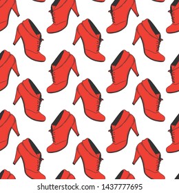 High heel shoes. Vector concept in doodle and sketch style. Hand drawn illustration for printing on T-shirts, postcards. Seamless pattern for textile, paper wrap.