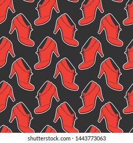 High heel shoes. Vector concept in doodle and sketch style. Hand drawn illustration for printing on T-shirts, postcards. Seamless pattern for textile, paper wrap.
