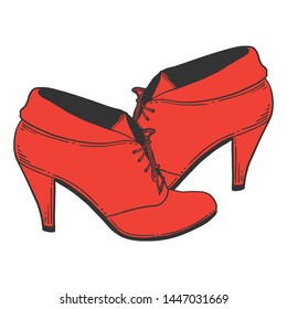 High heel shoes. Vector concept in doodle and sketch style. Hand drawn illustration for printing on T-shirts, postcards.