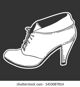High heel shoes. Vector concept in doodle and sketch style. Hand drawn illustration for printing on T-shirts, postcards.